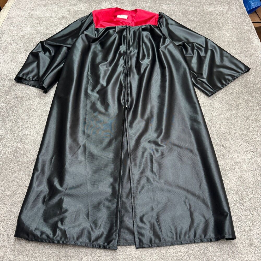 Balfour Academy Graduation Satin Robe Gown Unisex Adult Black Red 5'9 to 5'11
